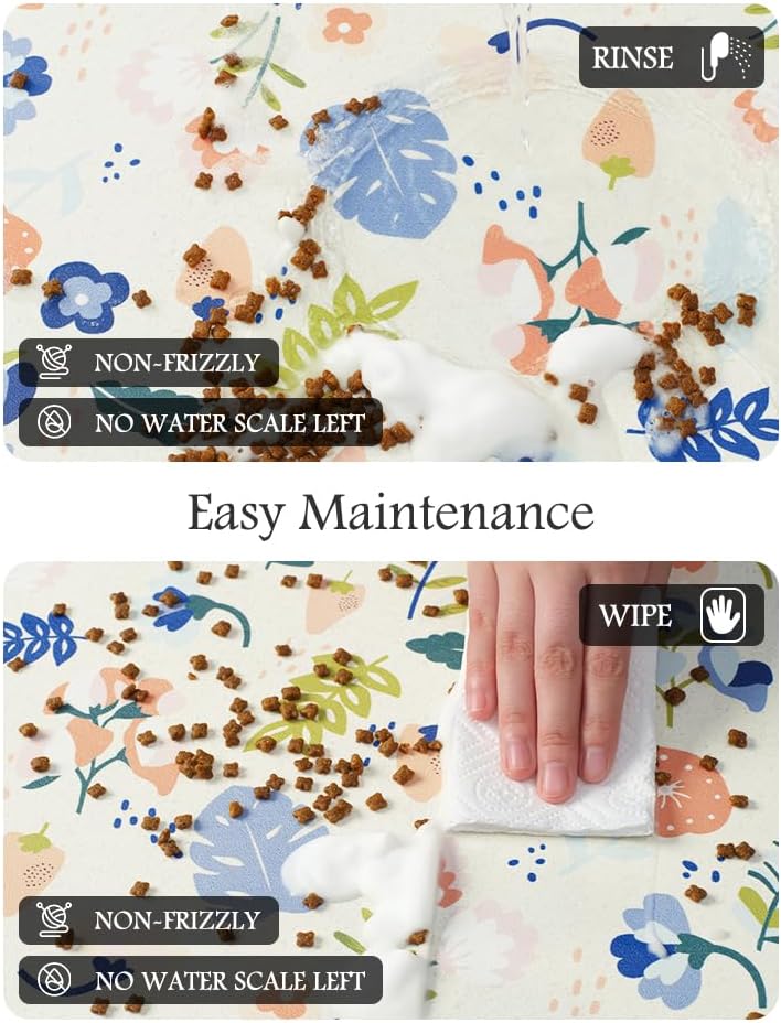 Pet Feeding Mat-Absorbent Dog Mat for Food and Water Bowl-No Stains Quick Dry Water Dispenser Mat-Dog Accessories Pet Supplies-Bowl for Messy Drinkers（LIGHTFLOWERS,16"x24"