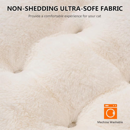 Lcybem Cat Beds for Indoor Cats - Rabbit-Shaped Cat Cave Bed with Hanging Toy,Super Soft Calming cat Tent for Kitten&Puppy,Small Dog,Warm Plush&Machine Washable&Removable Cotton Pad (Pink L)