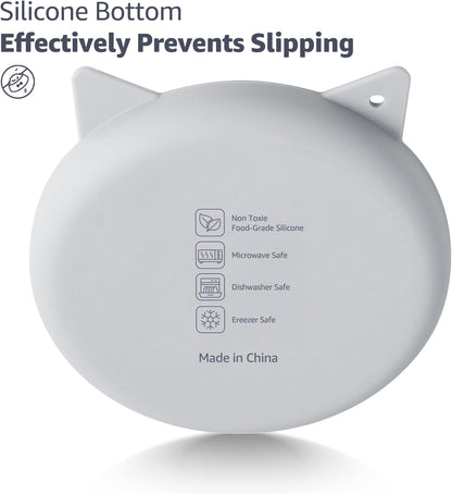 Coomazy Silicone Slow Feeder Dog Cat Bowls, Interactive Puzzle Toy for Pets Dry/Wet Food Training, Keeps Dogs Cats Busy, Prevents Puppy Kitty Overeating (Grey, 0.8 Cup)