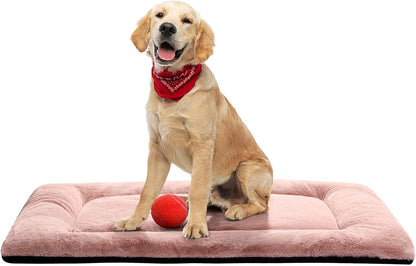 Dog Beds Crate Pad for Medium/Large Dogs Ultra Soft Dog Crate Bed Washable & Anti-Slip Kennel Pad for Dogs Cozy Sleeping Mat,Pink 36inch