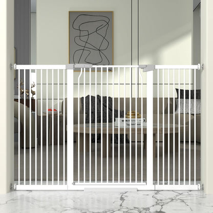 41" Extra Tall Cat Gate for Doorway, 60.3-62.9'' Metal Pet Baby Safe Gate, Extra Wide Pressure Mounted Child Door with Expansion Kit, No Drilling Baby Gate Indoor, No Climb Proof Gate, White