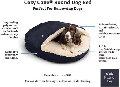 Snoozer Classic Poly-Cotton Cozy Cave Pet Bed, Large, Navy