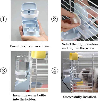 kathson Rabbit Water Bottle, 17oz Hanging Water Fountain Automatic Dispenser No Leak WaterFeeder for Bunny Chinchilla Guinea Pig Hedgehog Ferret