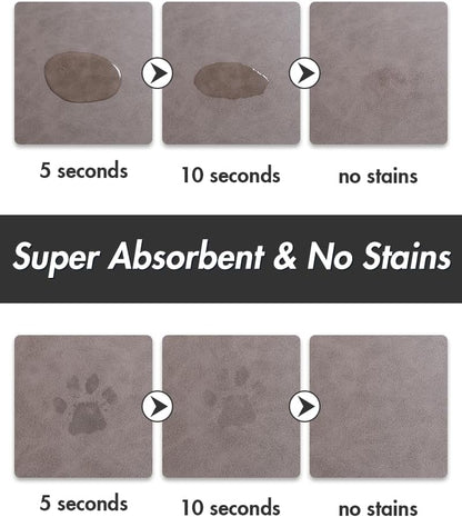 MontVoo-Absorbent Pet Feeding Mat-No Stains Pet Mat for Food and Water Bowl-Quick Dry Cat & Dog Food Mat Water Dispenser Mat-Pet Supplies Mat-Dog Water Bowl Mat for Messy Drinker Brown
