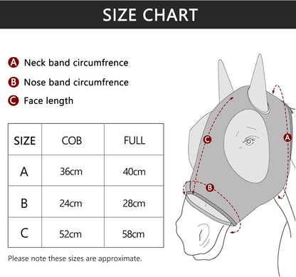 Horse Fly Mask, Fly Masks for Horses with Ears, Super Comfort & Stretchy Fitting Equine Fly Mask Red Cob