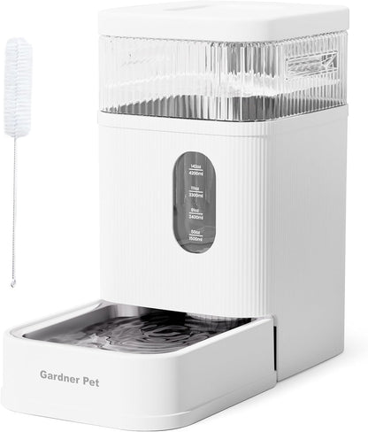 Gardner Pet Automatic Dog Water Dispenser Gravity Waterer with Stainless Steel Bowl Water Dispenser 8.5L Large Capacity Water Feeder for Dogs Cats Pets, BPA-Free Noise-Free (White, 8.5L)