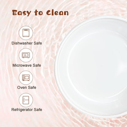 SPUNKYJUNKY Ceramic Elevated Dog Bowl Set with Acacia Wood Stand for Food and Water for Large Dogs (60.87 OZ, White, Dog Paw Pattern)