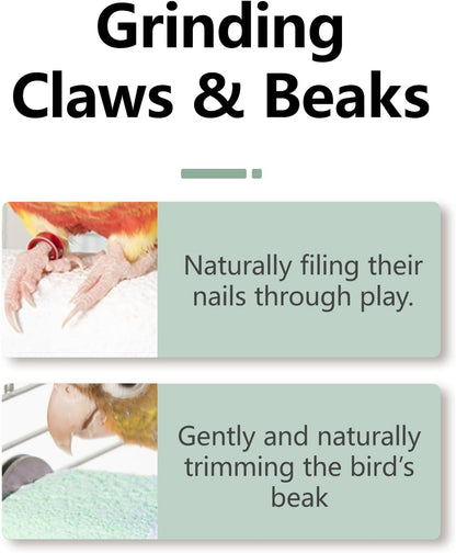 Natural Mineral Bird Perch for Cage Parrot Perch Platform for Beak Grinding Claw Trimming & Chewing Chew Toy for Parakeets Cockatiels Conures Birds Cage Accessories (Gradient Green, 4.7")