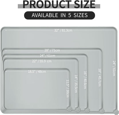 Waterproof Pet Feeding Mat with High Raised Edges, Heavier and Thicker Placemats for Cat Dog Water Bowl with BPA Free, Dogs Cats Food Mats for Messy Drinkers to Prevent Spill and Protect Floors