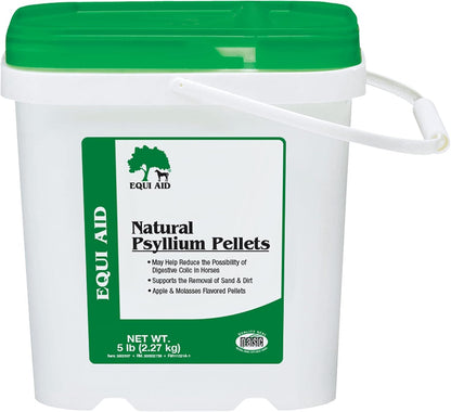 Farnam Equi Aid Natural Horse Psyllium Pellets Supplement for Horses, Supports Removal of Sand & Dirt From the Ventral Colon, 5 Pound, 16 Scoops