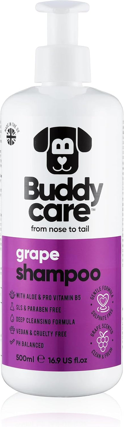 Grape Scented Puppy Shampoo by Buddycare | For Smelly Dogs from 8 Weeks | Aloe Vera & Pro Vitamin B5 (16.90oz)