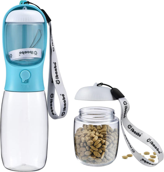 Dog Water Bottle with Food Container, Travel Puppy Water Bowl, Portable Pet Dispenser, Dog Stuff