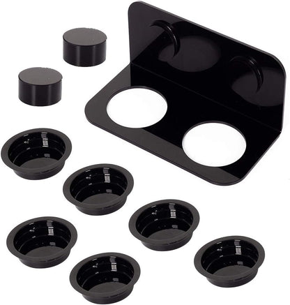 WACOOL Magnetic Reptile Ledge, Acrylic Gecko Feeding Ledge with 6PCS Cups, Reptile Food Water Feeder Dish for Geckos Iguana Chameleon Pets (Black)
