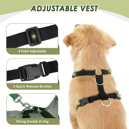 Lukovee Dog Seat Belt for Car, Adjustable Dog Car Harness for Large Medium Small Dogs, Soft Padded & Breathable Mesh Dog Seatbelt with Car Strap and Carabiner((Double Clip 2 in 1),Large)