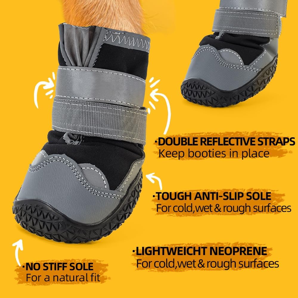 Dog Shoes for Small Dogs, Dog Boots & Paw Protectors for Hardwood Floors, Outdoor Dog Booties for Hot Pavement Winter Snow Hiking, Waterproof Dog Shoes with Reflective Strips Size 1