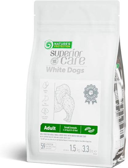 Nature's Protection Superior Care White Dogs Grain-Free Dry Dog Food - High Protein, Tear Stain Remover Dog Food for Small & Mini Breeds Light Coated Adult Dogs, Fresh Pet Meal, Insects, 3.3 lb