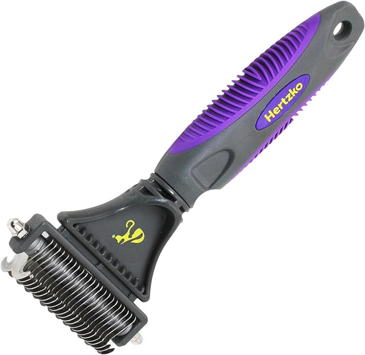 Hertzko Cat Dematting Tool Double Sided Dog and Cat Dematting Comb - for All Pets - Effortlessly Removes Tangles, Mats, and Loose Fur - Safe, Easy Grooming for Cats and Dogs