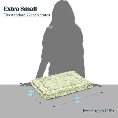 Stoutwool Indestructible Dog Bed - Fluffy Chew Proof Dog Crate Pad - Tough Kennel Pad for Aggressive Chewers - Ideal for Extra Small Breeds & Fits 22-Inch Crate - 21"x12", Gleam