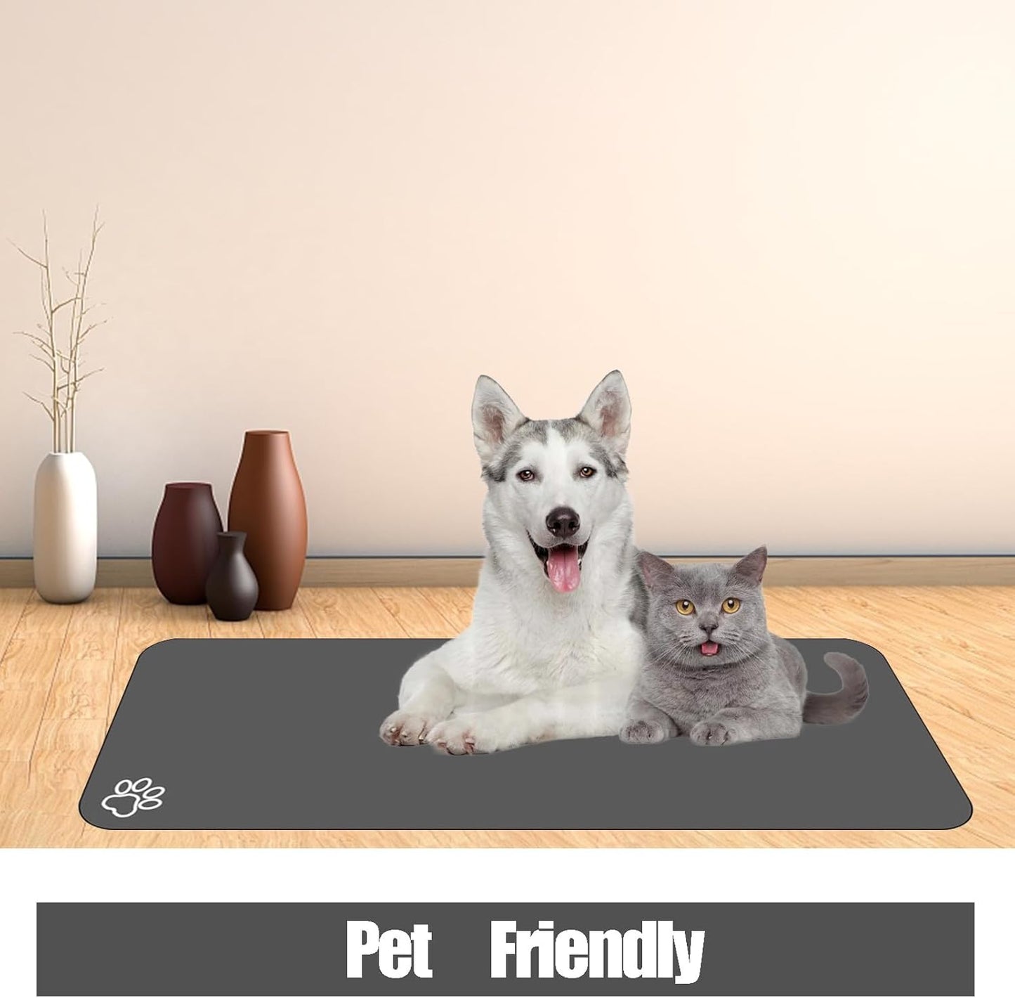 Large Pet Feeding Mat, 36" x 24" Absorbent Quick Dry Dog Mat for Food and Water Bowl, Non Skid Cat Bowl Mat, No Stains Quick Dry for Pet Water Dispenser Pet Supplies for Messy Drinkers