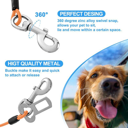 Dog Seat Belt Harness for Car,Dog Seatbelt of Coated Wire Leash Safety Restraint,No Chew Tether Cable Vehicle Dogs Accessories,Double Clips & Latch (Orange, 16 inch/40 CM)