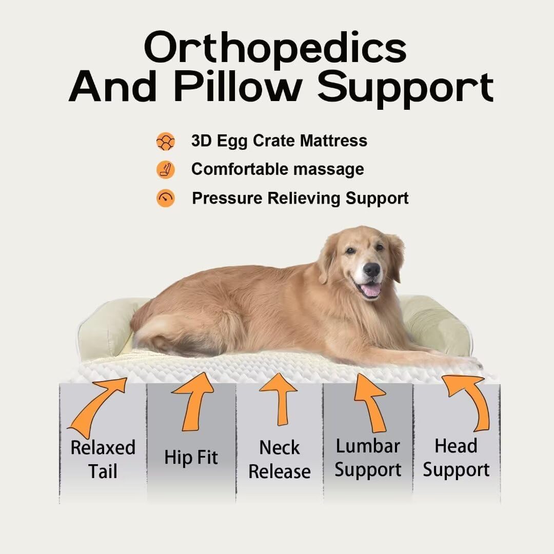 Small Dog Bed Waterproof Orthopedic Dog Beds for Medium Sized Dogs Comfy Pet Cat Bed with Sides, Washable Removable Cover