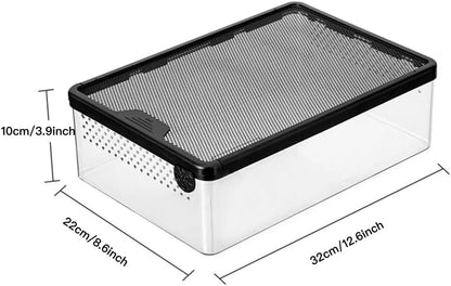 Reptile Feeding Box Snake cage Clear Terrarium for Snake Geckos Frog Lizards Chameleons Serpents Snake Scorpion Snail Insect Hermit Crab Isopods Reptiles Enclosure (12.6x8.6x3.9inch)