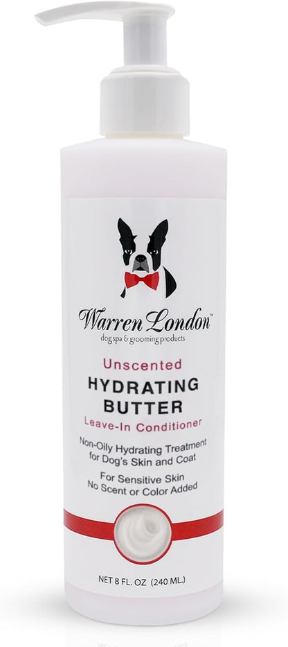 Warren London Hydrating Butter Leave in Pet Conditioner for Dogs | Lotion for Skin and Coat | Aloe Puppy & Dog Conditioner for Hair Detangler, Dry Skin, & Dandruff | Unscented 8oz