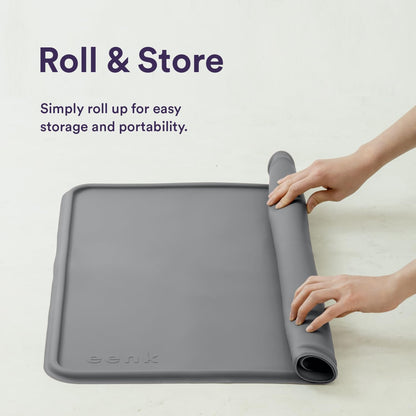 Pee Pad Tray Holder for Dogs - Fits Up to 22 x 22 in. Square Potty Training Pads No Spill Raised Lip High Edge Silicone Mat, Extra Thick and Non-Slip for Indoor Floor Protection (Small, Gray) | eenk