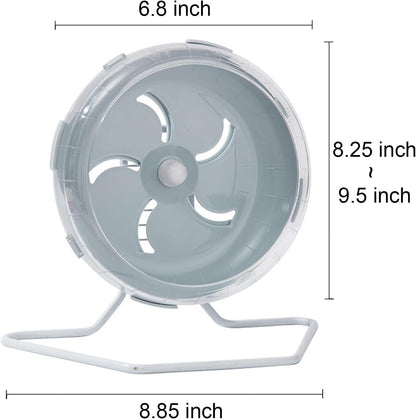 Jeeone Silent 7-Inch Hamster Wheel - Height-Adjustable Exercise Wheel Cage Accessories, Running Toys for Small Animals With Nest (Grey)