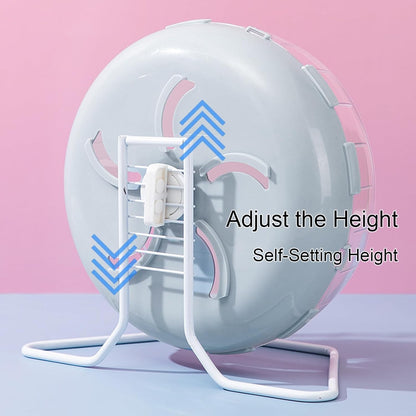 Jeeone Silent 7-Inch Hamster Wheel - Height-Adjustable Exercise Wheel Cage Accessories, Running Toys for Small Animals With Nest (Grey)