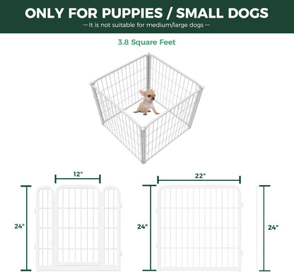 FXW Homeplus Unleashed Indoor Dog Playpen - Stress-Free and Safe Play, Heavy Duty 24 Inch 4 Wire Panels Dog Pen for Puppy and Small Dogs, White│Patented