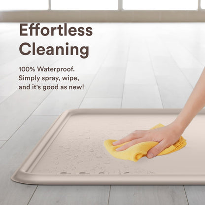 Pee Pad Tray Holder for Dogs - Fits Up to 25 x 25 in. Square Potty Training Pads No Spill Raised Lip High Edge Silicone Mat, Extra Thick and Non-Slip for Indoor Floor Protection (Large, Beige) | eenk