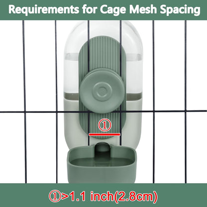 28oz Hanging Automatic Water Dispenser，Rabbit Water Bottle,Bunny Guinea Pig Ferret Water Bowl for Cage,Suitable for Small Animal Puppies(Cage Grid Spacing Over 1.2'') (Green)