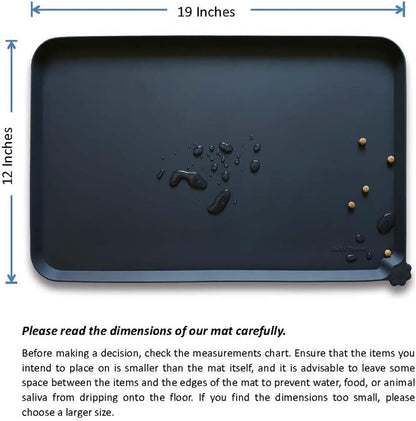 Hoki Found Silicone Pet Food Mats Tray - Non Slip Pet Bowl Mats Placemat - Dog Cat Feeding Mat - Waterproof Dog Food Mats -Pet Water Mats for Floors -Black