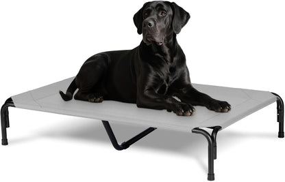 Elevated Dog Bed for Outdoor, XXL Raised Dog Cot Indestructible with Washable Mesh, Cooling Summer Pet Cot Chew Proof for Outside Camping Travel, 51 inch Grey