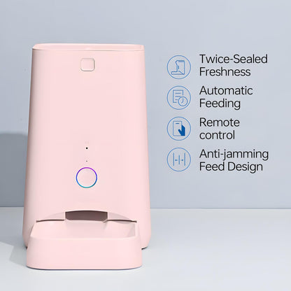 DOGNESS 6L Smart Feeder, Wi-Fi Enabled Pet Feeder for Cat and Dog, Smartphone App for iOS and Android, Portion Control, Fresh Lock System Auto Food Dispenser Pink