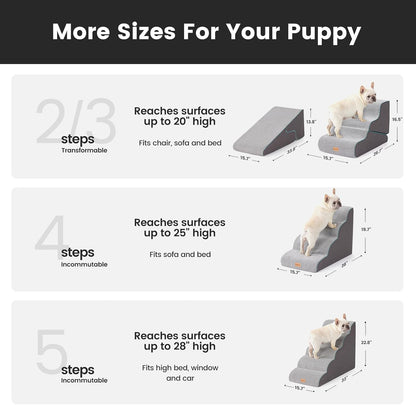Gardner Pet Dog Stairs for Small Dogs 19.7" H, Curved 4-Step Pet Stairs, Dog Steps for High Bed (18-24 in), Couch with Durable Non-Slip Waterproof Fabric Cover and CertiPUR-US Certified Foam