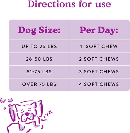 Bocce's Bakery Calming Supplement for Dogs, Daily Chews Made in The USA with Chamomile, Lemon Balm, L-Theanine & Melatonin, Supports Stress, Peanut Butter & Honey, 60 ct