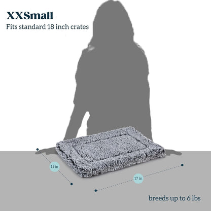 Stoutwool Indestructible Dog Bed - Fluffy Chew Proof Dog Crate Pad - Tough Kennel Pad for Aggressive Chewers - Washable, Ideal for Toy Breeds & Fits 18-Inch Crate - 17"x11", Charcoal