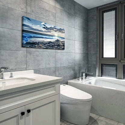 Wall Art For Living Room Wall Decor For Bedroom Large Size Poster Blue Beach Sun Ocean Landscape Paintings Prints Artwork Bathroom Decorations Seascape Canvas Prints Hang Pictures Office Home Decor