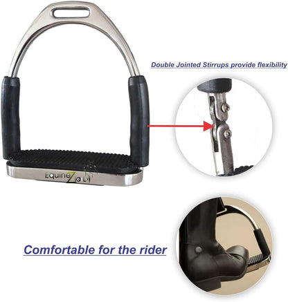Flex Stainless English Saddle Stirrups Iron Pads Knee Ankle Stress Pain Relief