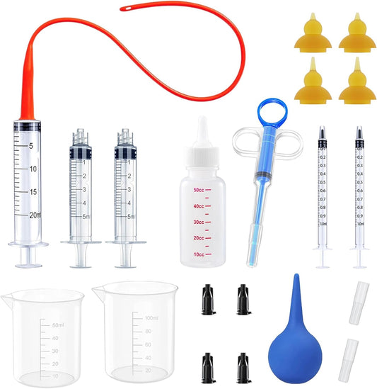 Kitten Bottle Feeding Kit, Pet Bottle, Silicone Nipples, 10 FR Feeding Tube, Pet Pill Shooter