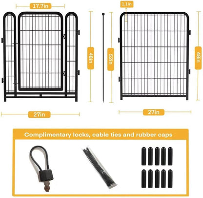 Dog Playpen 48 inch(H) 4 Panels Dog Fence Outdoor for Yard. Metal Dog Pen Heavy Duty Pet Puppy Exercise Pen for Rv Camping Garden Yard, Wide Door Low Threshold Dog Fence Total 8.9 Ft(L)