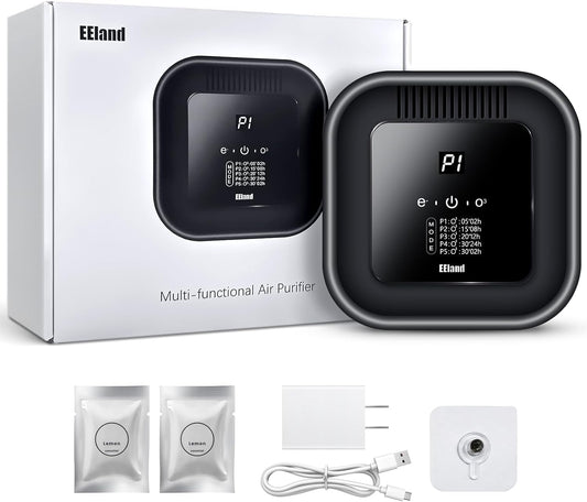 Cat Litter Deodorizer – 99% Odor Removal, Ozone Air Purifier for Pets, Strong Odor Eliminator for Litter Box, Toilet, Closet, Cabinet, Shoe, Garage, Small Room – Black