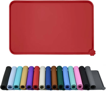 Waterproof Pet Feeding Mat with High Raised Edges, Heavier and Thicker Placemats for Cat Dog Water Bowl with BPA Free, Dogs Cats Food Mats for Messy Drinkers to Prevent Spill and Protect Floors