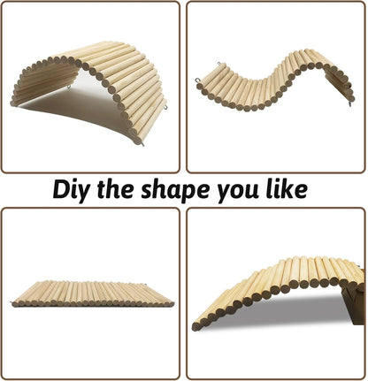 Hamiledyi 15.66 x 7.8 Inches Wooden Reptile Hideout Bearded Dragon Bendy Bridge Climbing Ladder Hiding Hut Reptiles Hide Cave Habitat Decor for Lizards Gecko Spiders Snakes Tortoise