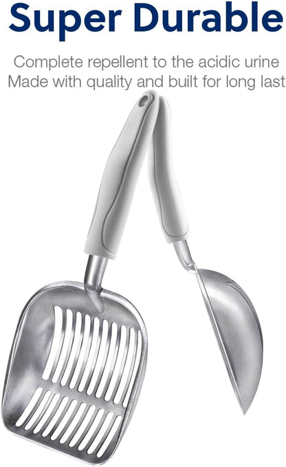 WePet Cat Litter Scoop, Aluminum Alloy Sifter, Kitty Metal Scooper, Deep Shovel, Long Handle, Poop Sifting, Kitten Pooper Lifter, Durable, Heavy Duty, for Litter Box