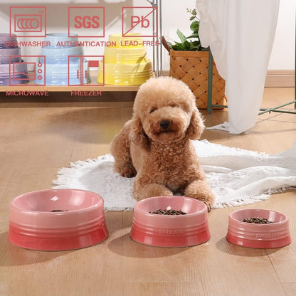 Sweejar Gradient Dog Bowl, Ceramic Dog Food Dish for Puppy and Kitten, Porcelain Pet Bowl for Food and Water 8 oz (Gradient Pink)