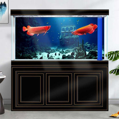 72X18IN Natural Underwater Aquarium Background, Pictures 3D Fish Reef Fish Tank Decoration Background, with 8 EVA Double-Sided Tape