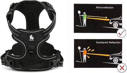 Truelove No Pull Dog Harness with Easy Control Handle and 2 Leash Attachments,Reflective Adjustable Pet Vest